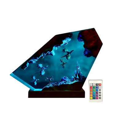 Ancient Dragon Resin Lamp, Dragon Epoxy Night Light, Fire And Ice Dragon Lamp