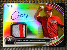 CHRIS OWINGS  -  2013 BOWMAN PLATINUM RELIC AUTOGRAPHS GOLD REFRACTOR  #ED/50