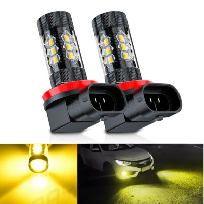 3000K golden yellow canbus fog light H11 H9 H8 LED bulb 80W 8000LM plug&play 2x