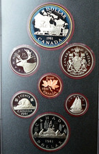 Royal Canadian Mint 7 M&uuml;nzen 1981 = 1 Cent - 1 Dollar + 1 Silber Dollar + Etui