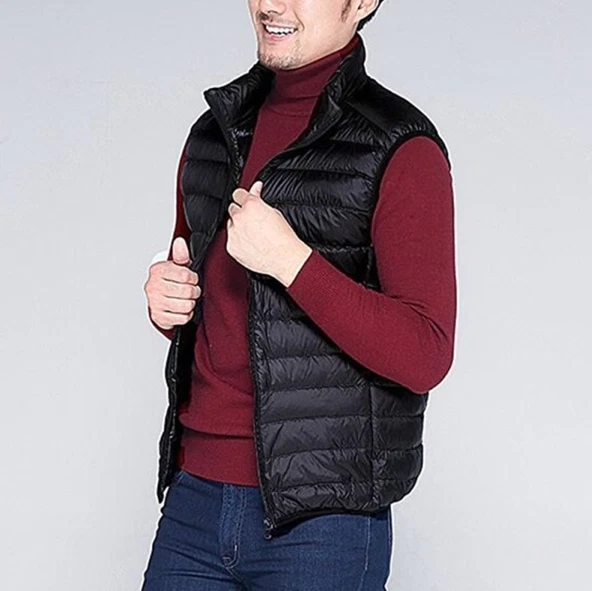 doudoune sans manche en duvet de canard blanc léger pour homme pas cher noir - Photo 2/4