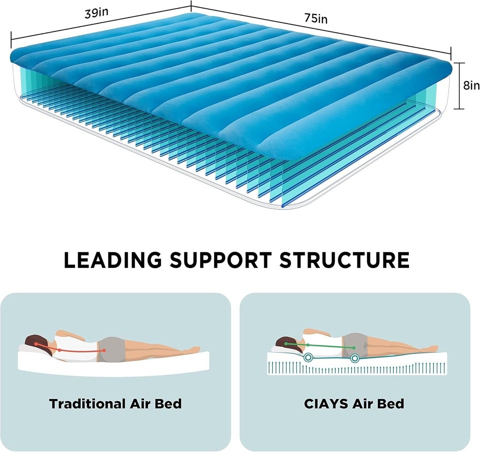 Extra Firm Twin Air Mattress with Carry Bag & Rapid Pump Perfect for