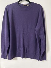 Raffi Men's Large 100 Extrafine Merino Wool Pullover Sweater Purple Preppy