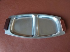 vintage/ retro stainless steel and Teak serving dish, danish