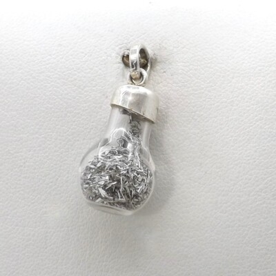 Pure Silver Flake Bottle Shavings Light Bulb Charm Pendant 835 Top Vintage