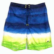 Speedo Mens Board Shorts Multicolor Blue Tie Dye Lined Drawstring Pockets L