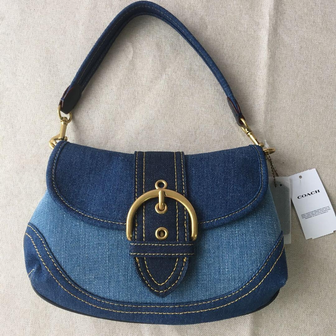 COACH Soho Shoulder Bag Upcycled Repurposed Denim Blue CR737
