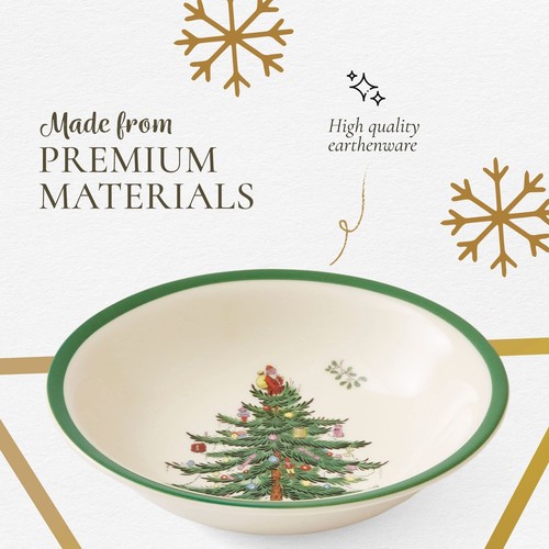 Spode Christmas Tree Earthenware Cereal/Oatmeal Bowl, Set of 4, 12 ounces - Picture 4 of 7