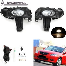 Clear Lens Fog Lights Kit For 2004-06 Mazda 3 Sedan 4dr Bezel Switch Wires Bulbs Clear Lens Fog Lights Kit For 2004-06 Mazda 3 Sedan 4dr Bezel Switch Wires Bulbs