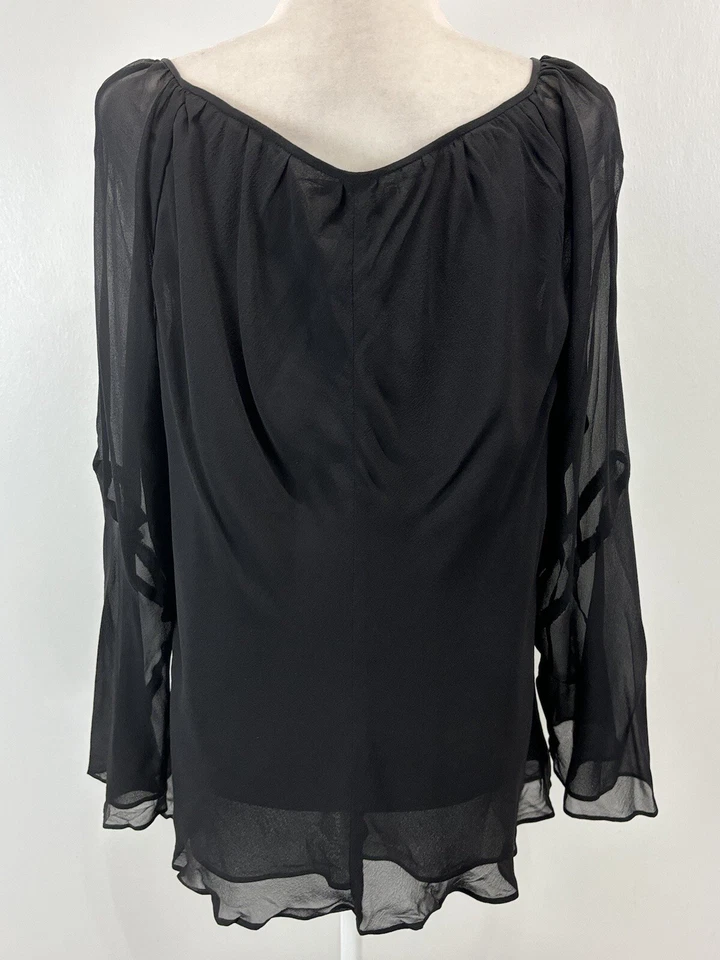 Blusa De Colección Yves Cossette Depeche Mode 100% Seda Talla 18W Plus Negra Bruja Con Cordones Foto 3 de 4
