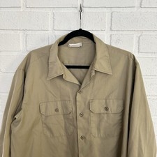 Dickies Work Shirt Mens 17-17.5 Button Up Long Sleeve Beige Pockets