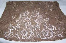 Vintage Floral Lace Remnant  Tan  40 x 28 inches  Sewing Supplies