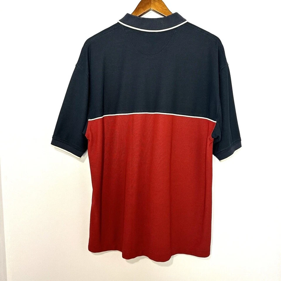 Top polo Dockers para hombre grande rojo azul bloque de color manga corta mezcla de algodón Foto 2 de 4