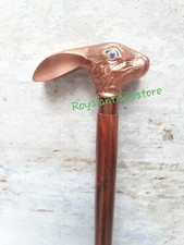 Christmas Bunny Steampunk Victorian Men Women Handle Wooden Walking Stick Cane