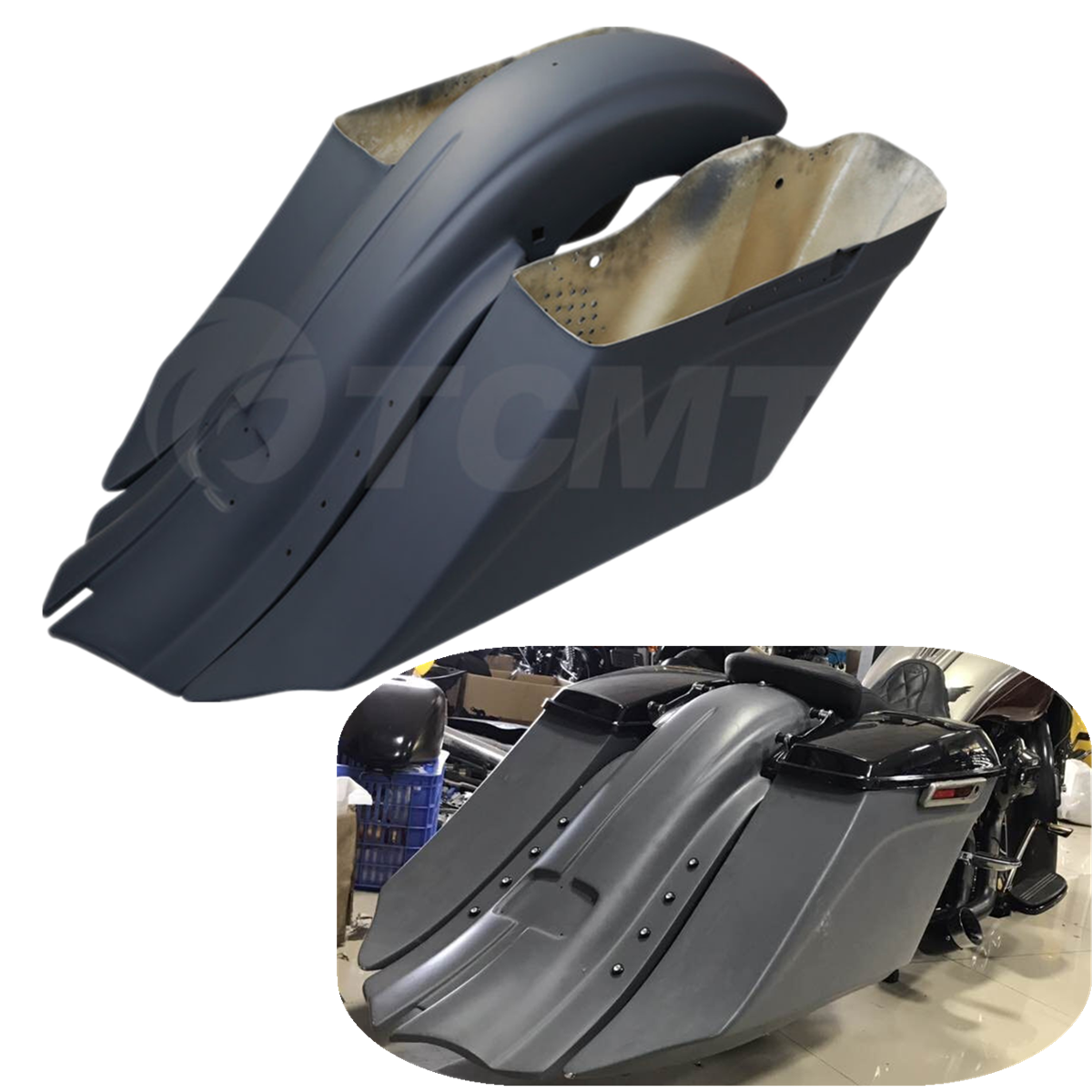 Stretched Saddlebags & Rear Fender Long Tail Fit For Harley