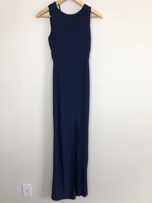 NWT MISSGUIDED Navy Slinky Cowl Back Maxi Dress Size UK