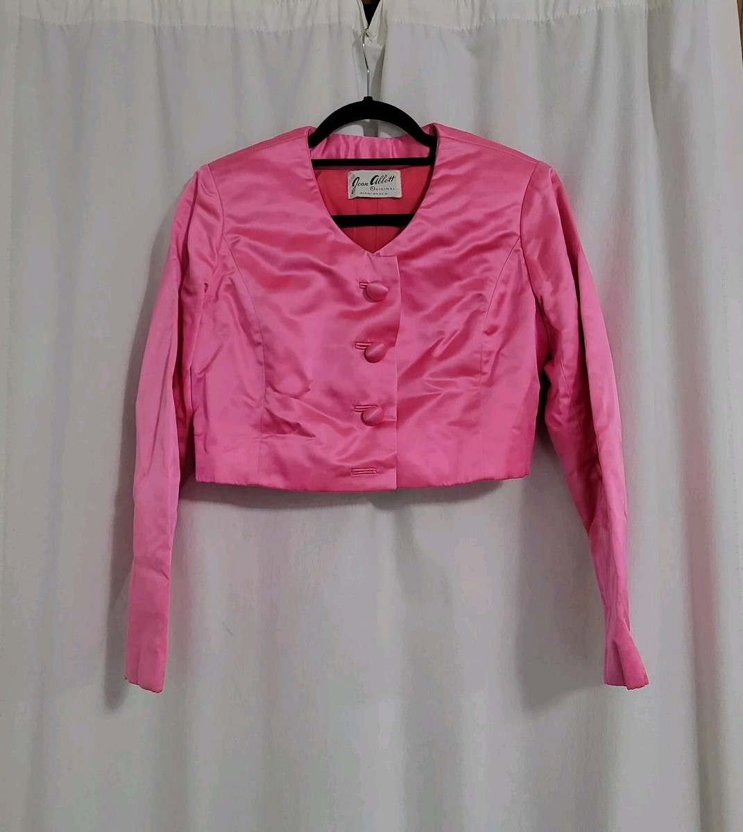 Vtg Satin Bolaro Jacket Hot Pink Joan Abbot Original Barbicore