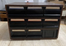 Vintage Faux Wood 9 Drawer 144 Cassette Tape Holder Storage Cabinet Case Sturdy
