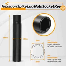 1Pc 4.5" TALL 3/4" HEX SPIKE LUG NUT SOCKET SPIKE LUG NUT KEY TOOL ADAPTER