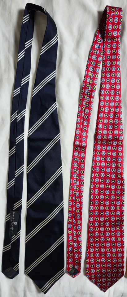 Lote de 3 corbatas Saks Fifth Avenue para hombre multicolor a rayas 100 % seda hechas a mano en EE. UU. Foto 3 de 4