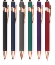 6 Pack Ballpoint Pen 2-in-1 Stylus Retractable Ballpoint Pen with Stylus tip,...