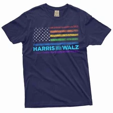 Harris Walz LGBT USA Flag T-shirt LGBT Liberal Shirts Democrat T-Shirts