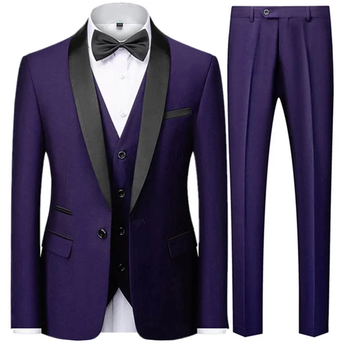 Ensemble de 3 pièces costume de mariage homme manteau pantalon gilet robe de marié blazers veste pantalon - Photo 30/52