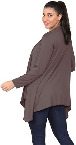 Womens Long Sleeves Floaty Waterfall Open Front Boyfriend Cardigan Top Plus Size - Picture 4 of 21