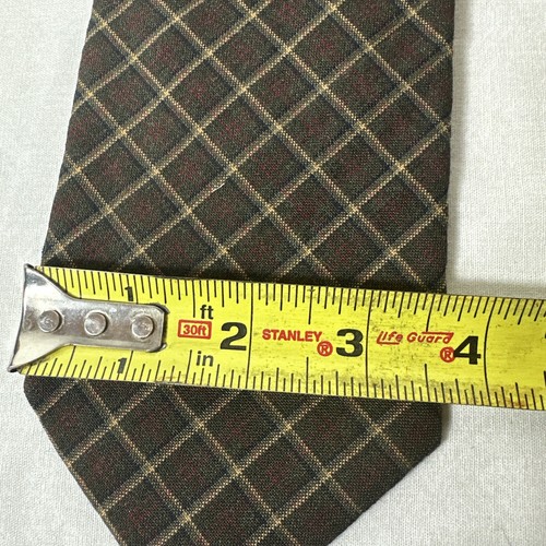 Vintage Pendleton Necktie Men's Plaid Brown Black 100% Wool USA Wide 3 3/4” - Picture 6 of 6