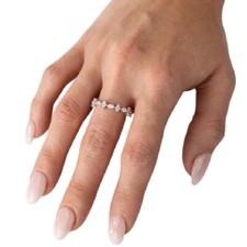 Sterling Silver Ladies Eternity Ring w/ 2 mm x 3 mm Marquise Shape CZ Stones