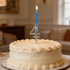 Silver Reusable 0-9 Number Birthday Cake Candle Holder Set Silver