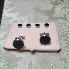 Cufflinks And Shirt Studs Black Silver