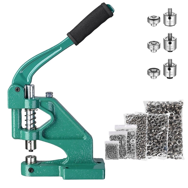 Yescom 900pcs 1/4" 3/8" 1/2" Grommet Tool Kit #0 #2 #4 Grommet Press Machine