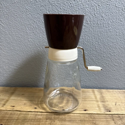 Vintage Federal Housewares Nut/Spice Grinder Brown/ White, 1 Cup Glass Jar~ USA!
