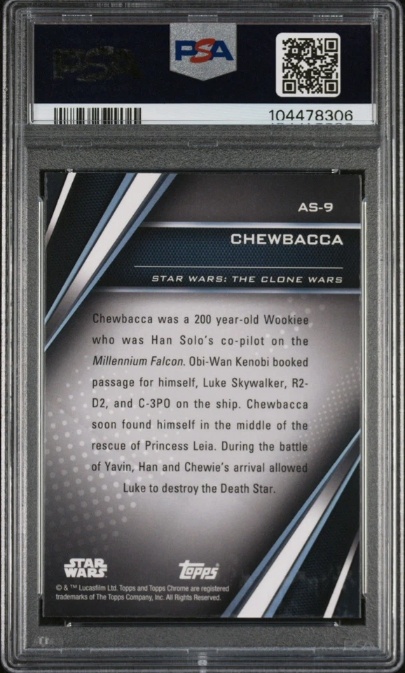‘23 TOPPS STAR WARS CHROME BLK CHEWBACCA ANIMATED SHORT PRINT #AS-9 PSA-10 POP-2 - Image 2 of 3