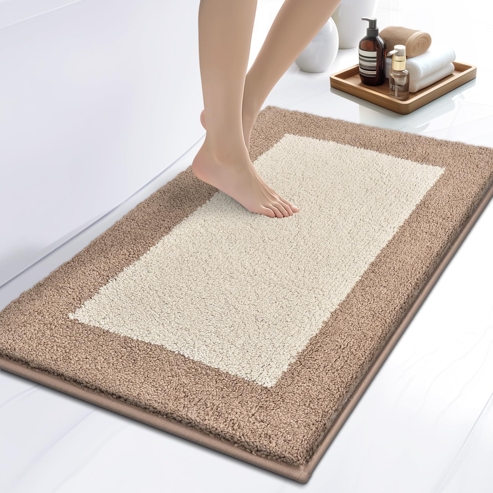 Tapis salle de bain antidérapant 50 x 76 cm en microfibre gris souris