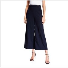ELIE Tahari Juno Wide-Leg Cropped Pants Navy Blue 4