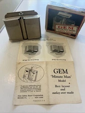VTG Gem Minute Man Model Single Edge Safety Razor Original Box Instructions USA