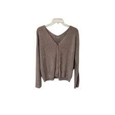 Barefoot Dreams CozyChic Lite Cardigan Button Front Sweater M Taupe V Neck Soft