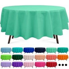 Mint Green Round Plastic Tablecloth 84" Fresh B01 Decorative Tablecloth Set