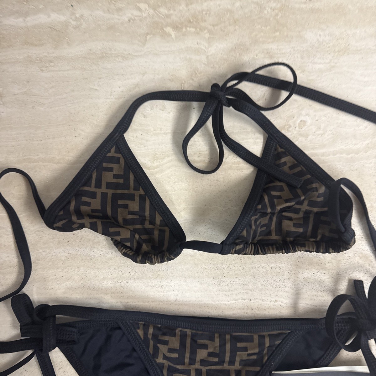 NEW FENDI FF LOGO TRIANGLE BIKINI SWIMSUIT BATHING SUIT 36 NWT | eBay