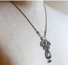 Ayala Bar Necklace Classic Collection Chain 48cm Adjuster Blue Gray ccessories