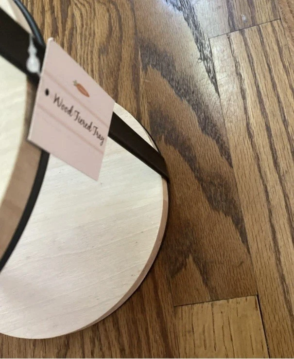 Target Bullseye Wooden Round Two Tiered Tray SO CUTE NEW - Image 3 of 4