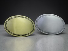 Custom Engraved Oval Belt Buckle - Personalized Logo/Name Gold Silver Finish