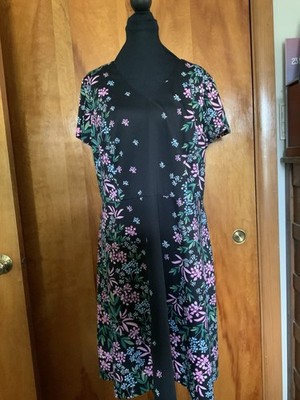 Maggie London Woman Women s Size 18W Black/Floral Pattern Dress