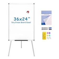 Magnetic Whiteboard Easel, 36 x 24 Inches, Portable Dry Erase Board Silver