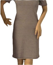  J Crew Black White Stripe Mini Summer Stretch Dress Short Sleeve Size Small 
