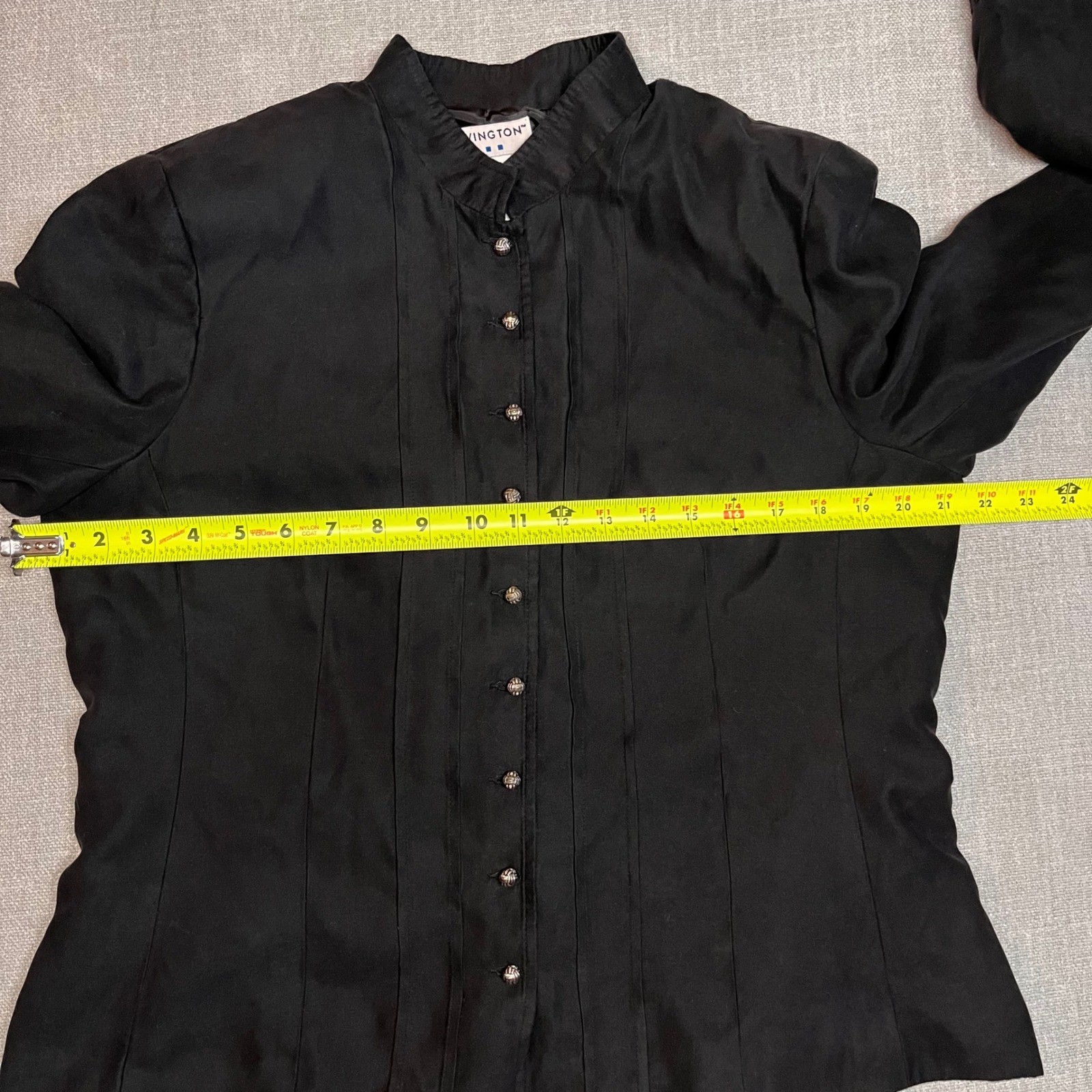 Black Button Down Mandarin Collar Long Sleeve Lig… - image 2