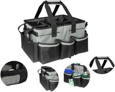 Large Multi-Compartment Tool Bag with Removable Dividers, Adjustable Should Grey