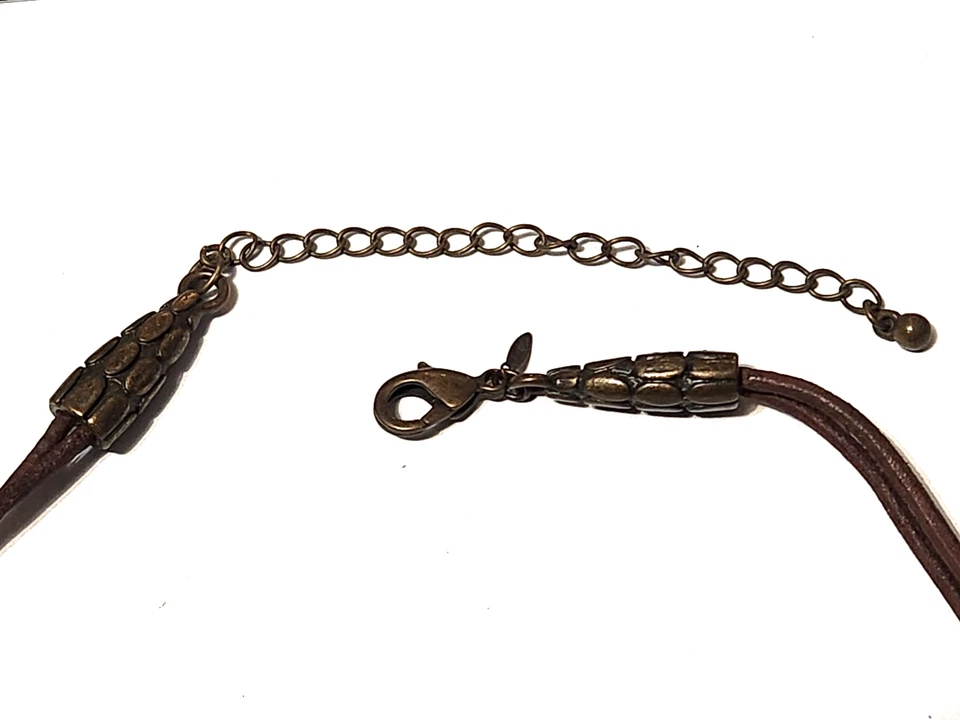 Nuevo Antiguo Stock Retirado AVON Marrón Imitación Cuero Nativo Americano Collar Mexicano Foto 3 de 4